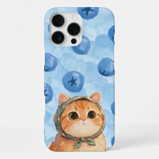 Blueberry Cute Cat Phone Case Kawaii Kitten  iPhoneケース (裏面)
