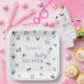 Blueberry Dessert Baby Shower Watercolor  ペーパープレート (パーティー)