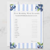 Blueberry First Birthday Word Scramble Game card シーズンカード (正面)