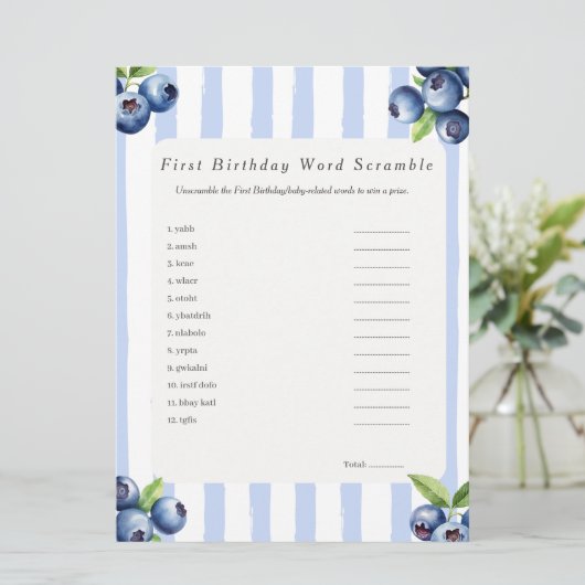 Blueberry First Birthday Word Scramble Game card シーズンカード (スタンド正面)