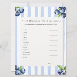Blueberry First Birthday Word Scramble Game card シーズンカード