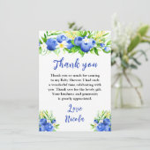 Blueberry Floral Baby Shower サンキューカード (スタンド正面)