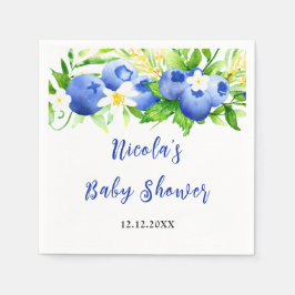 Blueberry Floral Baby Shower スタンダードカクテルナプキン