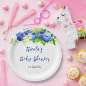 Blueberry Floral Baby Shower ペーパープレート (パーティー)