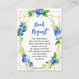 Blueberry Floral Baby Shower Book Request エンクロージャーカード