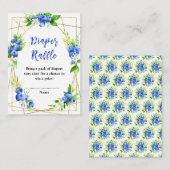Blueberry Floral Baby Shower Diaper Raffle エンクロージャーカード (正面/裏面)
