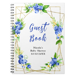 Blueberry Floral Baby Shower Guest Book ノートブック