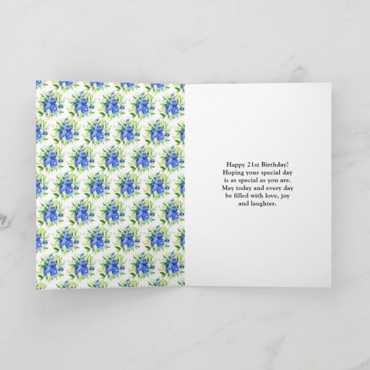 Blueberry Floral Birthday カード (内部)