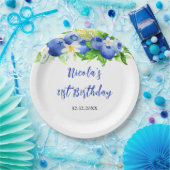 Blueberry Floral Birthday ペーパープレート (パーティー)