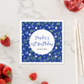 Blueberry Floral Birthday Party スタンダードカクテルナプキン (インサイチュ)