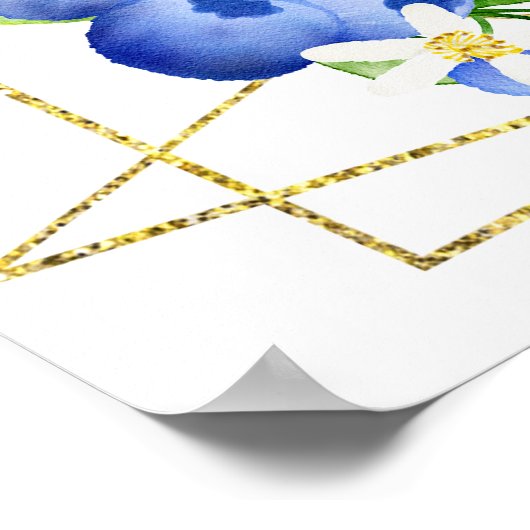 Blueberry Floral Birthday Welcome ポスター (角)