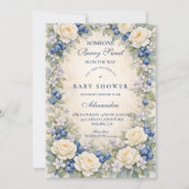 Blueberry Floral Wreath Baby Shower 招待状 (正面)