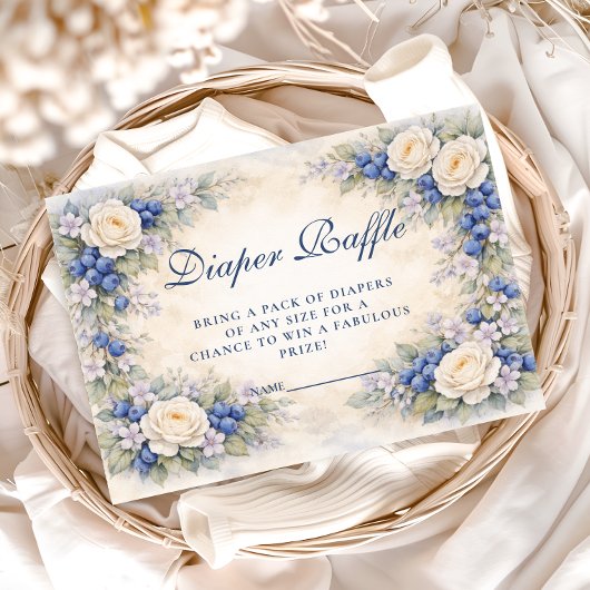Blueberry Floral Wreath Diapper Raffle エンクロージャーカード