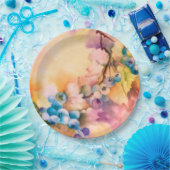 Blueberry Fruit Pattern — Hand-Painted Berries ペーパープレート (パーティー)