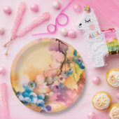 Blueberry Fruit Pattern — Hand-Painted Berries ペーパープレート (パーティー)