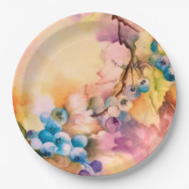 Blueberry Fruit Pattern — Hand-Painted Berries ペーパープレート