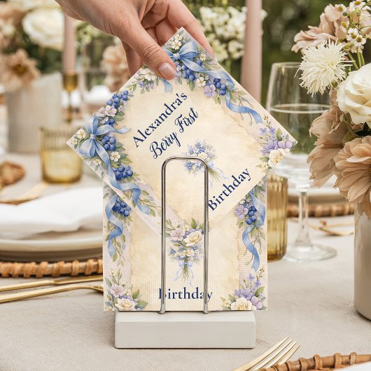 Blueberry Garden Berry First 1st Birthday スタンダードカクテルナプキン