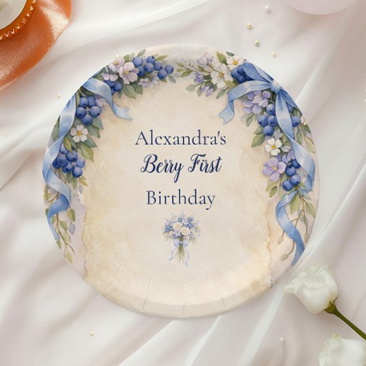 Blueberry Garden Berry First 1st Birthday ペーパープレート