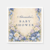 Blueberry Garden Bow Baby Shower スタンダードカクテルナプキン (正面)