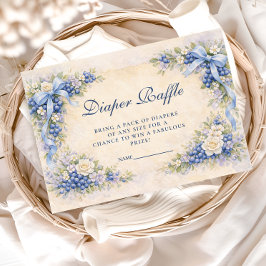 Blueberry Garden Bow Baby Shower Diapper Raffle エンクロージャーカード