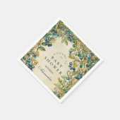 Blueberry Garden Vintage Baby Shower スタンダードカクテルナプキン (角)