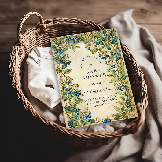 Blueberry Garden Vintage Baby Shower 招待状