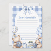 Blueberry Gingham Time Capsule Note Message 招待状 (正面)