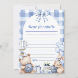 Blueberry Gingham Time Capsule Note Message 招待状