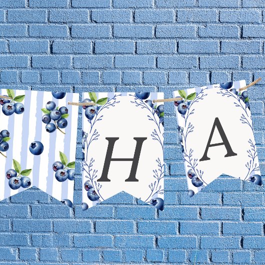 Blueberry Happy Birthday bunting banner バンティングフラッグ