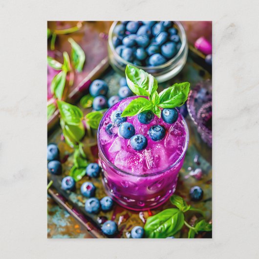 Blueberry Mojito – Summer Cocktail シーズンポストカード (正面)