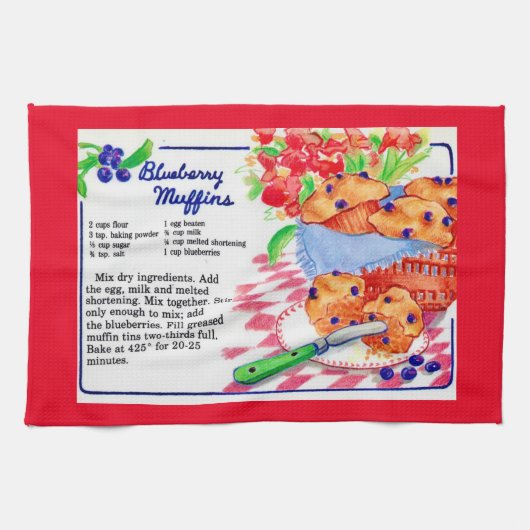 Blueberry Muffins Recipe キッチンタオル (横)