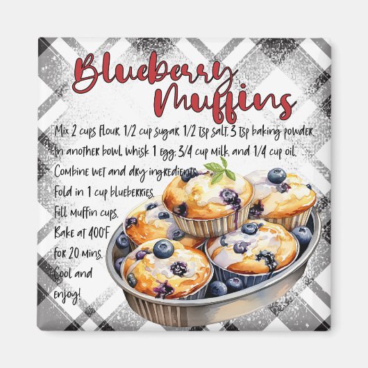 Blueberry Muffins Recipe マグネット (正面)