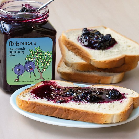 Blueberry Pals Cartoon Jam PieおもしろいとMore スクエアシール