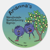 Blueberry Pals Cartoon Jam PieおもしろいとMore ラウンドシール (正面)