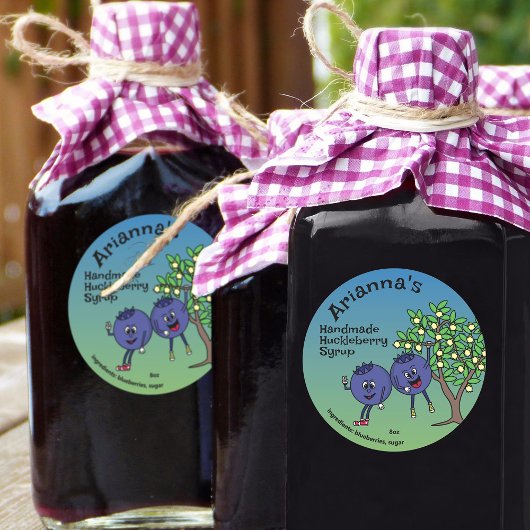 Blueberry Pals Cartoon Jam PieおもしろいとMore ラウンドシール