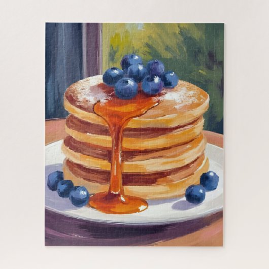 Blueberry Pancakes | Oil Painting ジグソーパズル (縦)