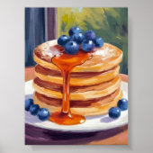 Blueberry Pancakes | Oil Painting Art ポスター (正面)