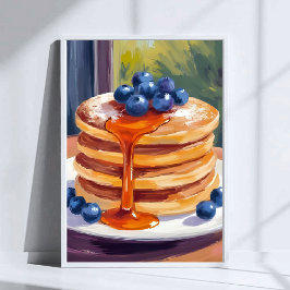 Blueberry Pancakes | Oil Painting Art ポスター