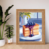 Blueberry Pastry Dessert Cake Watercolor ポスター
