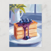 Blueberry Pastry Dessert Cake Watercolor ポストカード (正面)