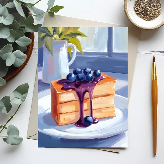 Blueberry Pastry Dessert Cake Watercolor ポストカード