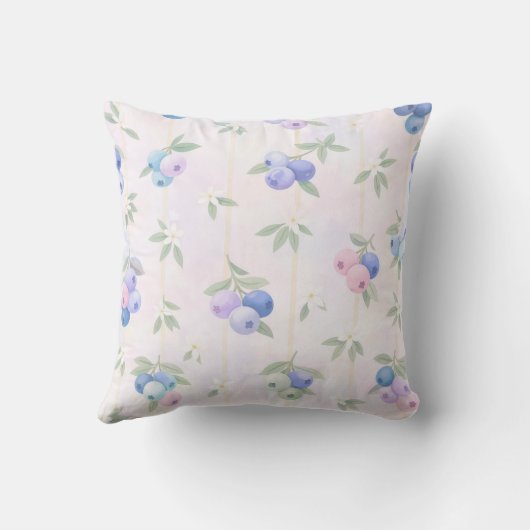 blueberry pattern with leaves クッション (裏面)