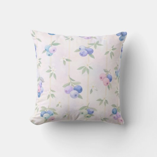 blueberry pattern with leaves クッション (正面)