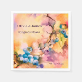 Blueberry Personalizable Napkin — Names, Event スタンダードカクテルナプキン