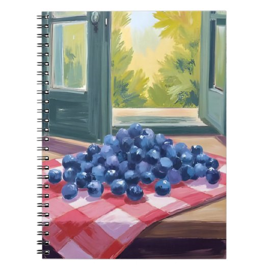 Blueberry Picking | Fruit Watercolor Blueberries ノートブック (正面)