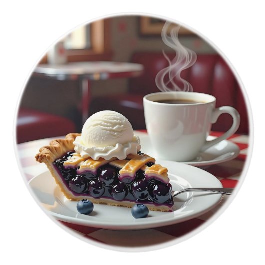 Blueberry Pie, Ice Cream & Coffee セラミックノブ (正面)