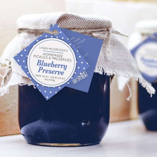 Blueberry preserve red jam jar food product label フェイバータグ