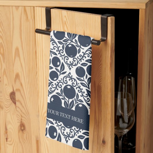 Blueberry Rustic Farmhouse French Country キッチンタオル (三つ折り)