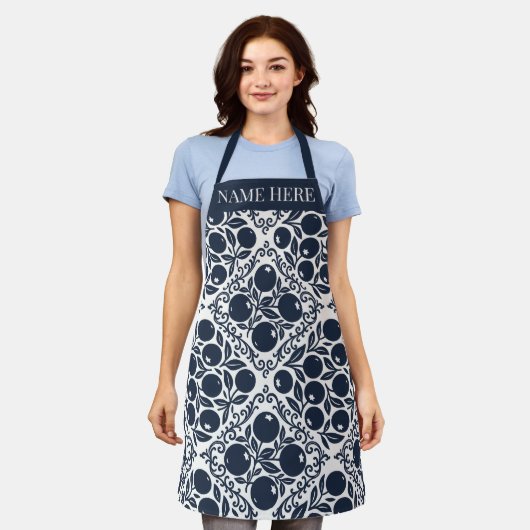 Blueberry Rustic Farmhouse French Country Recipe エプロン (着用した状態)