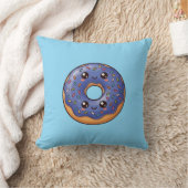Blueberry Sprinkle Donut Kawaii Cushion Pillow クッション (ブランケット)
